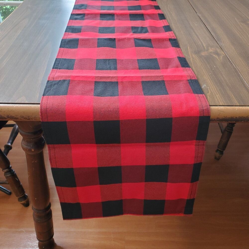 Hobby Lobby Table Runner Red Black Buffalo Check Lumberjack Cabin Gorpcore 13x70